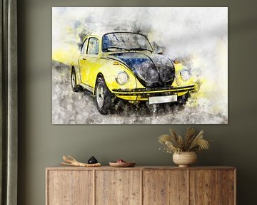 VW Beetle, voiture de course jaune-noir sur Theodor Decker