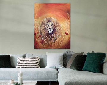Lion in harvestfield... by Els Fonteine