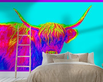 Farbenfrohes Porträt eines schottischen Hochlandbewohners