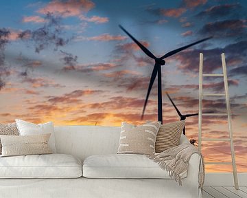 Windturbines bij zonsopkomst van Evert Jan Luchies