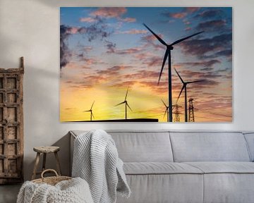 Wind turbines at sunrise by Evert Jan Luchies