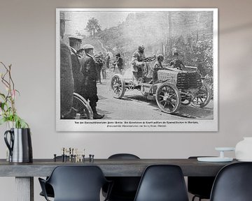 Autorace tussen Parijs en Berlijn; oude foto uit 1901