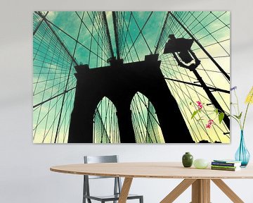 Silhouet van Brooklyn Bridge van Bert Nijholt