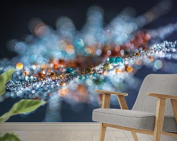 Macrophoto of coloured drippings on a lint by Bert Nijholt