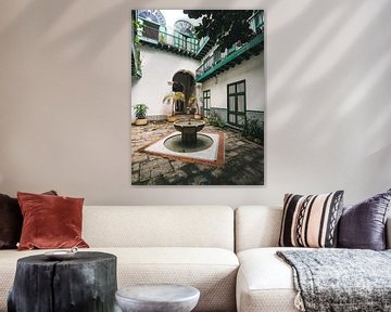 Courtyard fountain in restored authentic building in Havana, Cuba by Michiel Dros