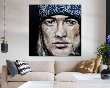 Portrait painting of Axl Rose by Guns N' Roses. by Therese Brals