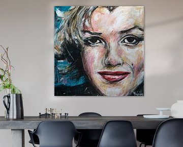 Portret  schilderij van Marilyn Monroe. van Therese Brals