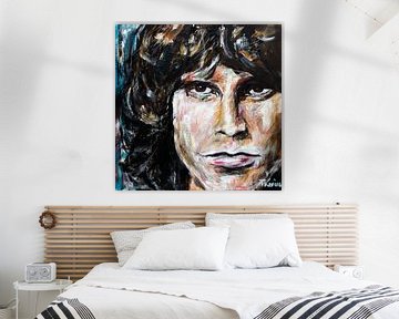 Portret schilderij van Jim Morrison. van Therese Brals