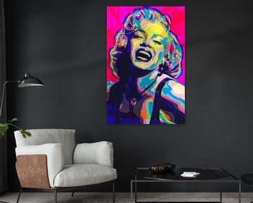 Marilyn Monroe Pop Art Rot Gelb Blau Violett von Art By Dominic