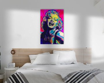 Marilyn Monroe Pop Art Rot Gelb Blau Violett von Art By Dominic