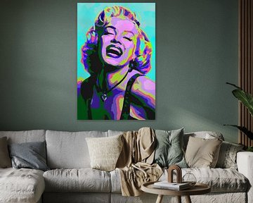 Marilyn Monroe Pop Art Turquoise Roze Paars van Art By Dominic