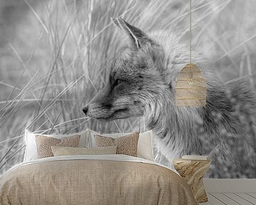 Fox in dunes black / white by By Marjolein Design