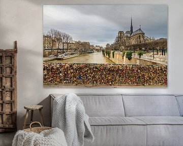 Notre-Dame met sloten aan de Pont de l'Archevêché