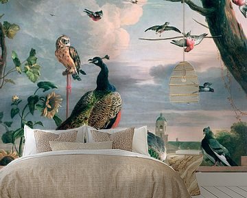 Palast von Amsterdam mit exotischen Vögeln, Melchior d'Hondecoeter