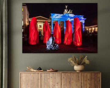 Brandenburger Tor Berlin in a special light and with six sculptures by Frank Herrmann