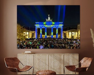 Brandenburger Tor in Berlijn met EU-sterren en -kleuren van Frank Herrmann