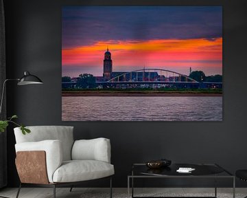 A beautiful orange sky above the city of Deventer by Jaimy Leemburg Fotografie