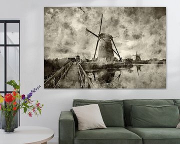 Watercolour mills Kinderdijk