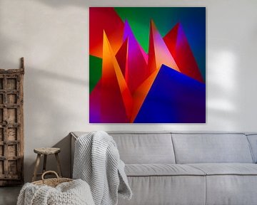 Kubistisches Kunstwerk mit einer Komposition aus 3D-Dreiecken