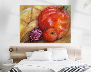 Pomegranate and gourds. by Ineke de Rijk