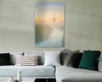 Niederländische Polderlandschaft mit Windmühlen von Original Mostert Photography