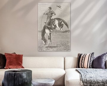 Bokkend wild paard "Bronco", 1888 van Atelier Liesjes