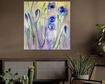 Mohn in Blau -Papaverzaden in blauw von Claudia Gründler