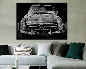 Grunge Zwarte Mercedes van Nicky`s Prints