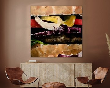 Olieverf schilderij van een deel van een hamburger. van Therese Brals