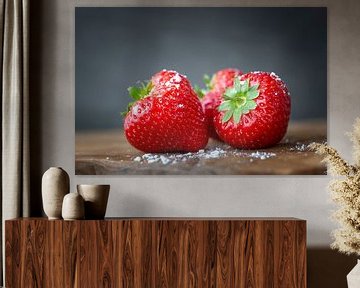 Erdbeeren auf Holz , Lebensmittel