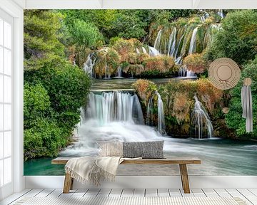 Waterval in Krka Nationaal Park Kroatie van Wim Slootweg