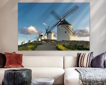 Historical windmills of Don Quixote, in La Mancha (Spain).