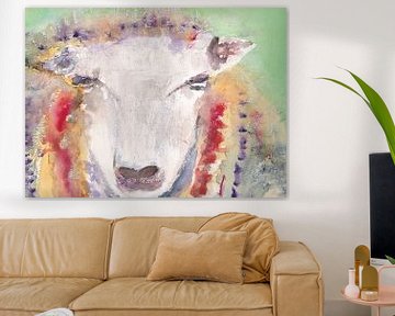 Colourful sheep, watercolour by Catharina Mastenbroek