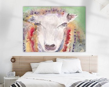 Moutons colorés, aquarelle
