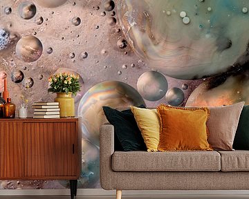 Surrealistisch beeld van planeten in het universum