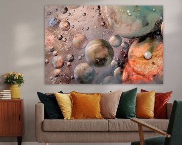Surrealistisch beeld van planeten in het universum van Art by Fokje