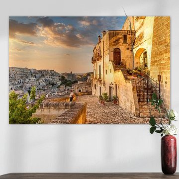 Sonnenuntergang in der Altstadt von Matera, Italien