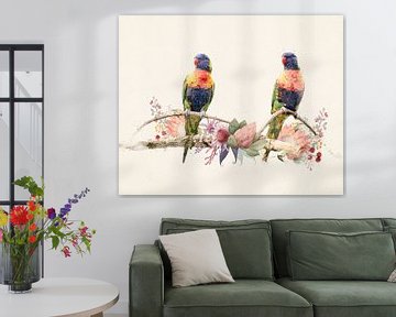 2 regenboog vogeltjes van Studio Nooks