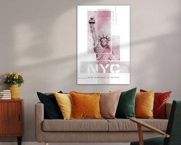 NYC Freiheitsstatue | Marmor pink von Melanie Viola