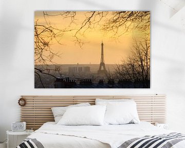 Zonsondergang Eiffeltoren vanaf Montmartre van Dennis van de Water