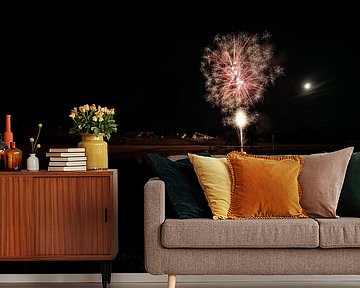 Vuurwerk met reflectie