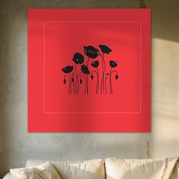 Mohn Mohn auf rotem Hintergrund