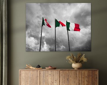 Driemaal de Italiaanse vlag in selectieve kleur van iPics Photography
