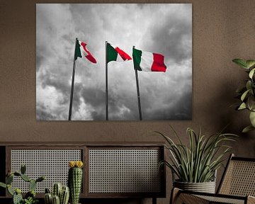 Driemaal de Italiaanse vlag in selectieve kleur van iPics Photography
