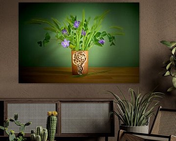 Bodil Marie Nielsen vase with grain and flowers by Jenco van Zalk