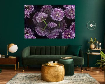 Collage van bieslookbloemen