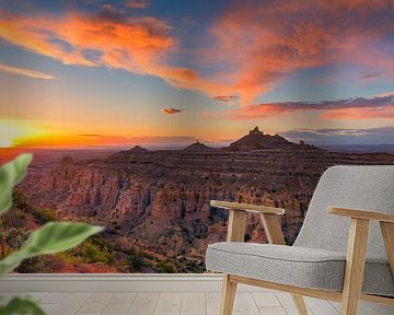 Zonsondergang bij Angel Peak Scenic Area, New Mexico van Henk Meijer Photography