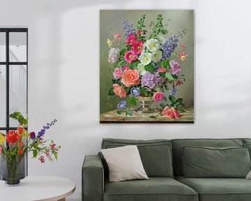 Un arrangement floral de septembre (huile sur toile) sur Albert Williams