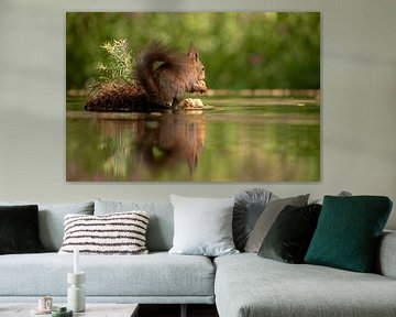 Eekhoorn met spiegeling van Tanja van Beuningen