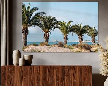 Palmbomen op het strand in Spanje